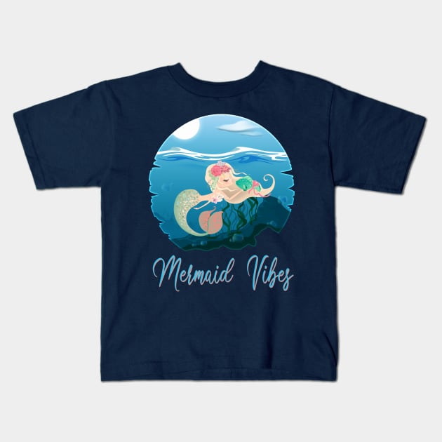 Mermaid Vibes Kids T-Shirt by DeesDeesigns